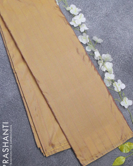 Arani semi silk saree olive green with allover thread weaves in borderless style - {{ collection.title }} by Prashanti Sarees