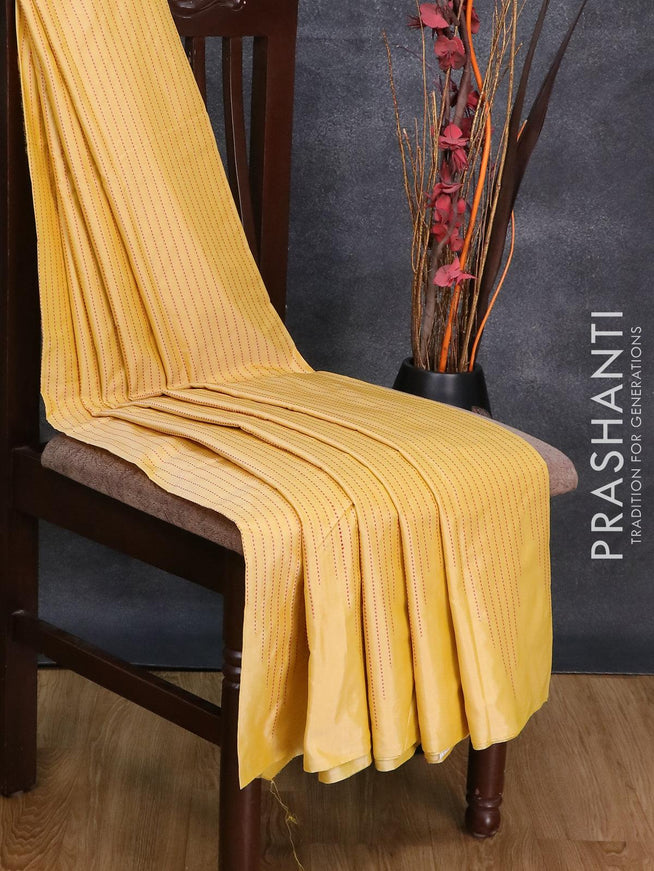 Arani semi silk saree pale yellow and pista green shade with allover thread weaves in borderless style - {{ collection.title }} by Prashanti Sarees
