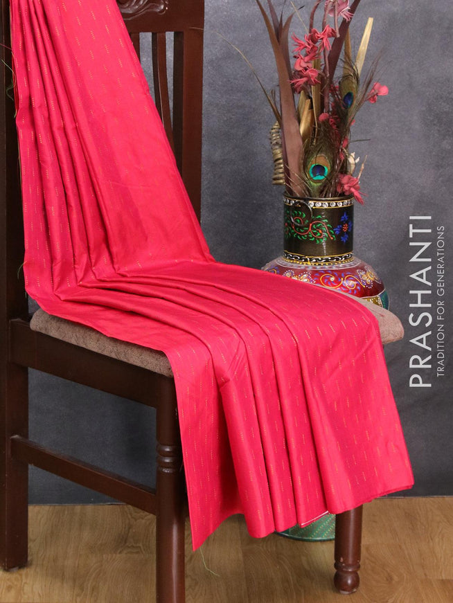 Arani semi silk saree pink and dual shade of green with copper zari woven butta weaves in borderless style - {{ collection.title }} by Prashanti Sarees