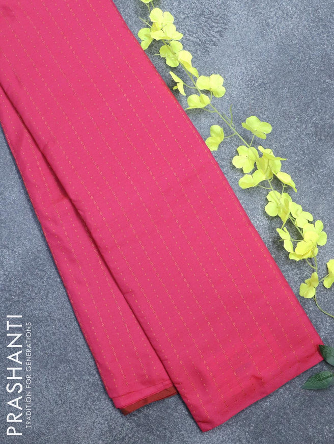 Arani semi silk saree pink and dual shade of magenta pink with allover copper zari weaves in borderless style - {{ collection.title }} by Prashanti Sarees