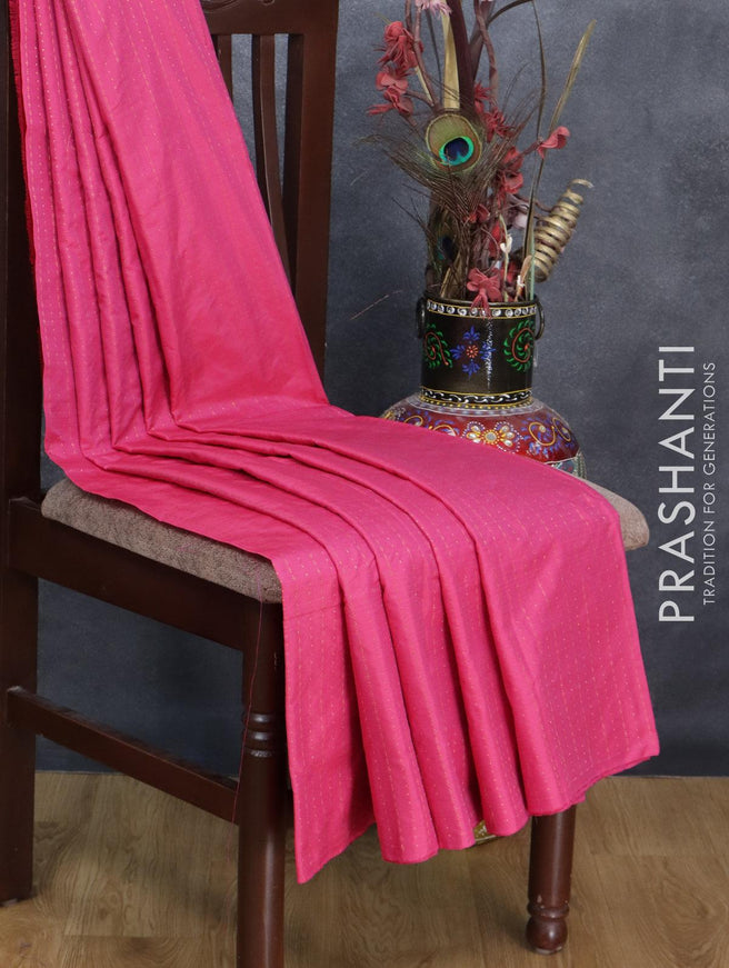 Arani semi silk saree pink and dual shade of magenta pink with allover copper zari weaves in borderless style - {{ collection.title }} by Prashanti Sarees