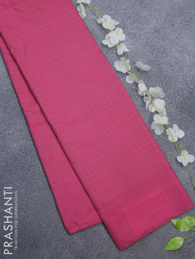 Arani semi silk saree pink shade with allover copper zari checked pattern and simple border - {{ collection.title }} by Prashanti Sarees