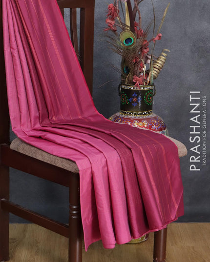 Arani semi silk saree pink shade with allover copper zari checked pattern and simple border - {{ collection.title }} by Prashanti Sarees