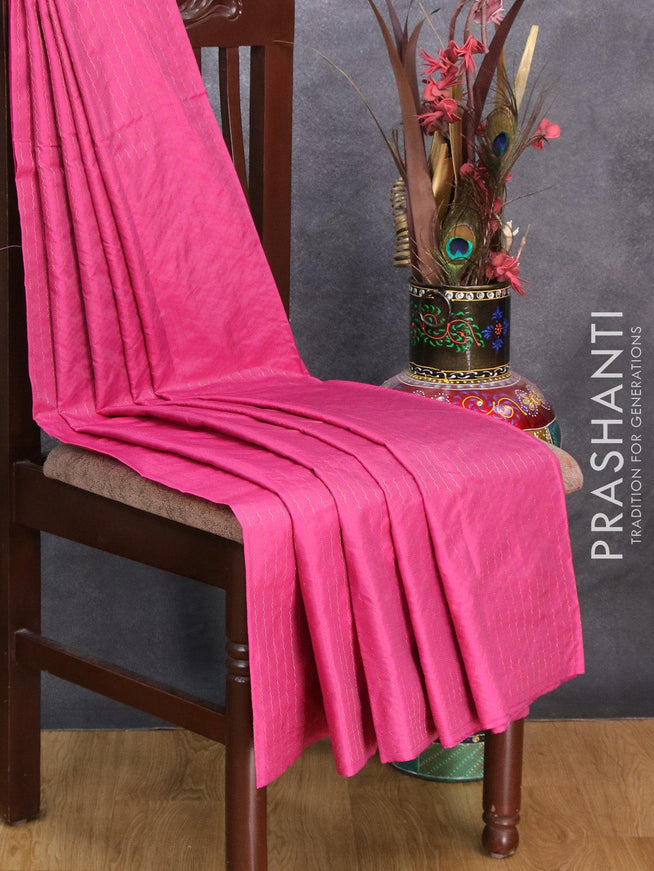 Arani semi silk saree pink with allover copper zari weaves in borderless style - {{ collection.title }} by Prashanti Sarees