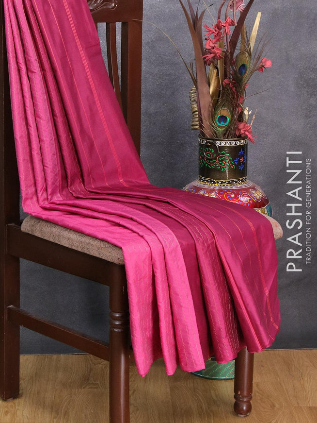 Arani semi silk saree pink with allover copper zari weaves in borderless style - {{ collection.title }} by Prashanti Sarees