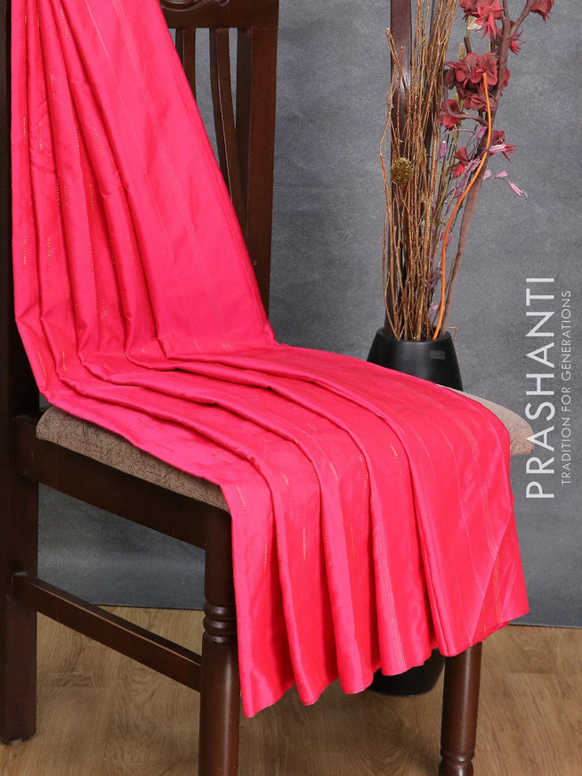 Arani semi silk saree pink with copper zari wovern butta weaves in borderless style - {{ collection.title }} by Prashanti Sarees