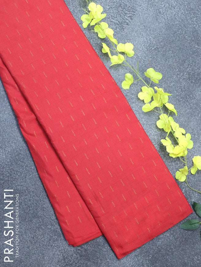 Arani semi silk saree tomato red with allover zari woven weaves in borderless style - {{ collection.title }} by Prashanti Sarees