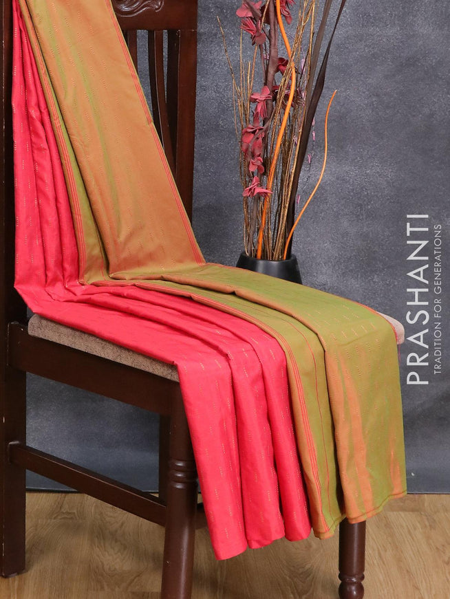 Arani semi silk saree tomato red with allover zari woven weaves in borderless style - {{ collection.title }} by Prashanti Sarees