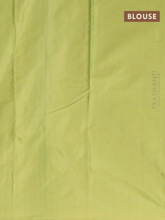 Arani semi silk saree yellow shade and light green with allover copper zari weaves in borderless style - {{ collection.title }} by Prashanti Sarees