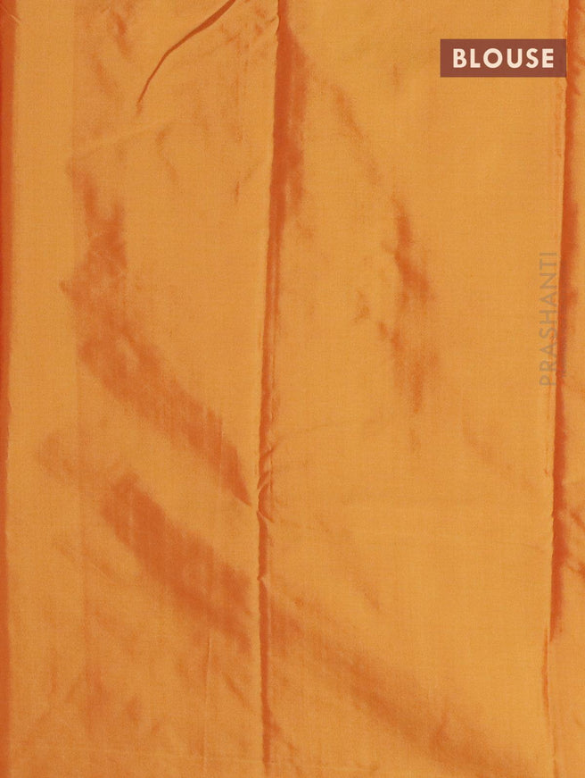 Arani semi silk saree yellow with allover copper zari checked pattern and simple border - {{ collection.title }} by Prashanti Sarees