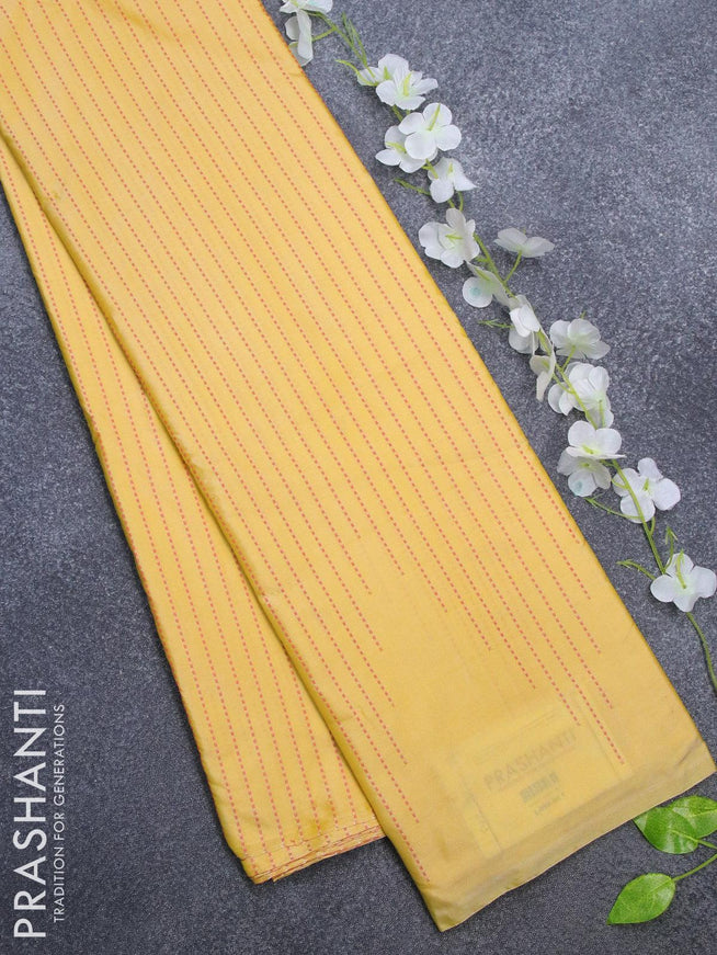 Arani semi silk saree yellow with allover thread weaves in borderless style - {{ collection.title }} by Prashanti Sarees
