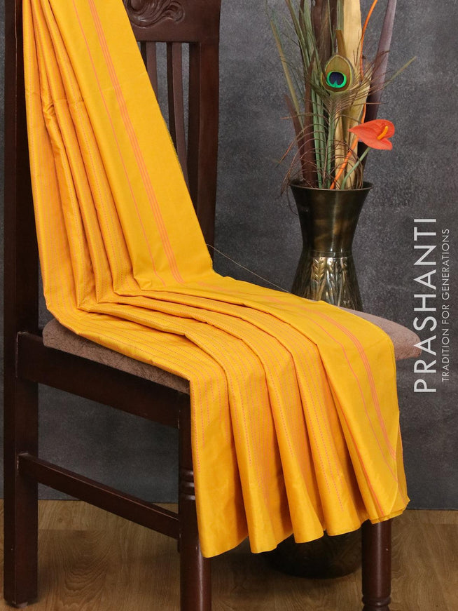 Arani semi silk saree yellow with allover thread weaves in borderless style - {{ collection.title }} by Prashanti Sarees