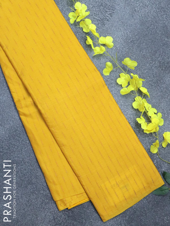 Arani semi silk saree yellow with allover zari woven weaves in borderless style - {{ collection.title }} by Prashanti Sarees