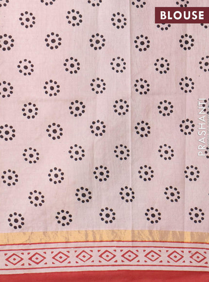 Assam silk saree black and rust shade with allover prints and zari woven simple border - {{ collection.title }} by Prashanti Sarees