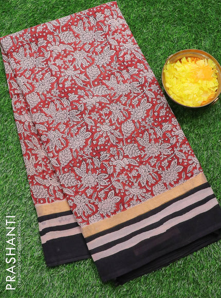 Assam silk saree maroon and black with allover prints and zari woven simple border - {{ collection.title }} by Prashanti Sarees