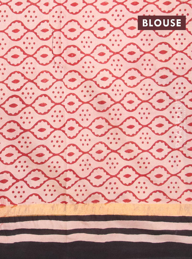 Assam silk saree maroon and black with allover prints and zari woven simple border - {{ collection.title }} by Prashanti Sarees