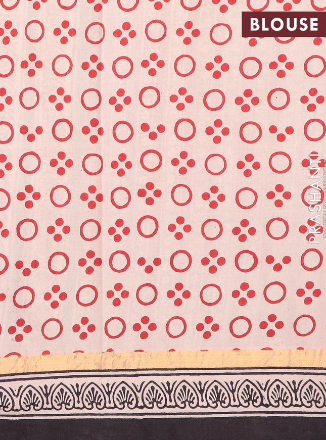 Assam silk saree red and black with allover prints and zari woven simple border - {{ collection.title }} by Prashanti Sarees