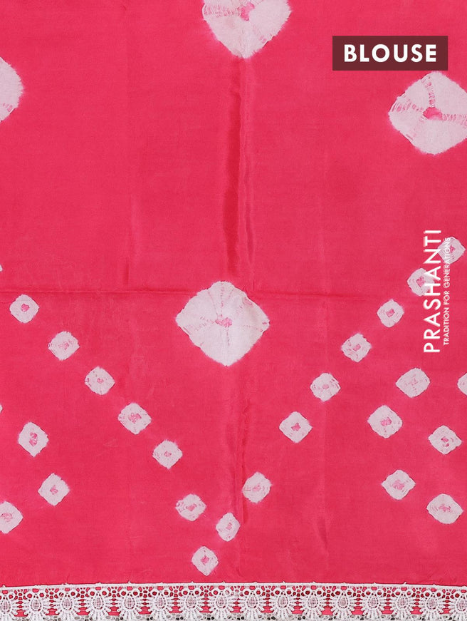 Banana silk saree pink with batik butta prints and corcia lace border - {{ collection.title }} by Prashanti Sarees
