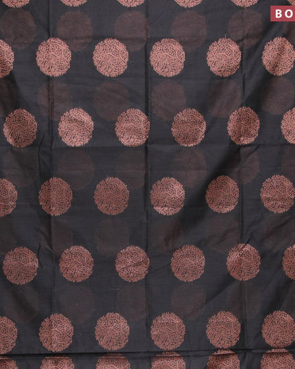 Banarasi cotton saree black with copper zari woven buttas and piping border - {{ collection.title }} by Prashanti Sarees