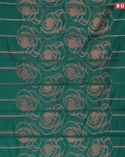 Banarasi cotton saree green with allover copper zari weaves and copper zari woven border - {{ collection.title }} by Prashanti Sarees