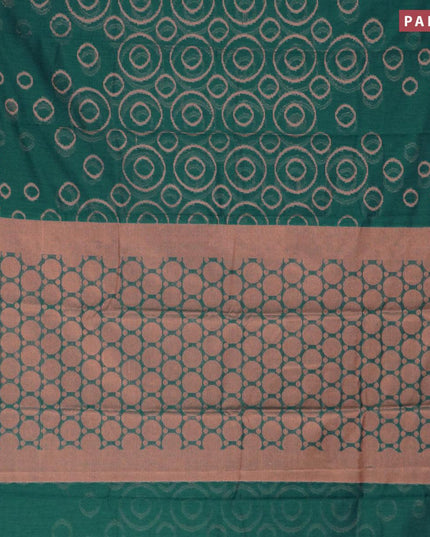 Banarasi cotton saree green with copper zari woven buttas and copper zari woven border - {{ collection.title }} by Prashanti Sarees