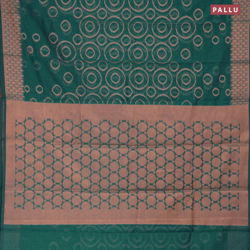 Banarasi cotton saree green with copper zari woven buttas and copper zari woven border - {{ collection.title }} by Prashanti Sarees
