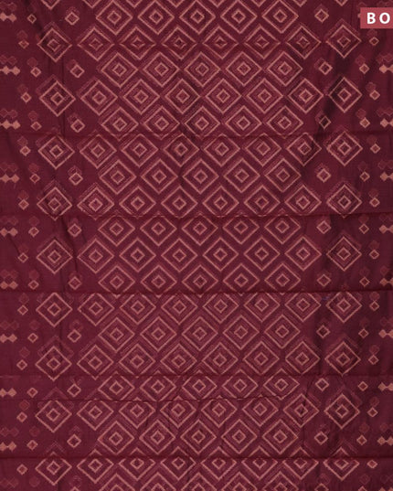 Banarasi cotton saree maroon with allover copper zari weaves and copper zari woven border - {{ collection.title }} by Prashanti Sarees