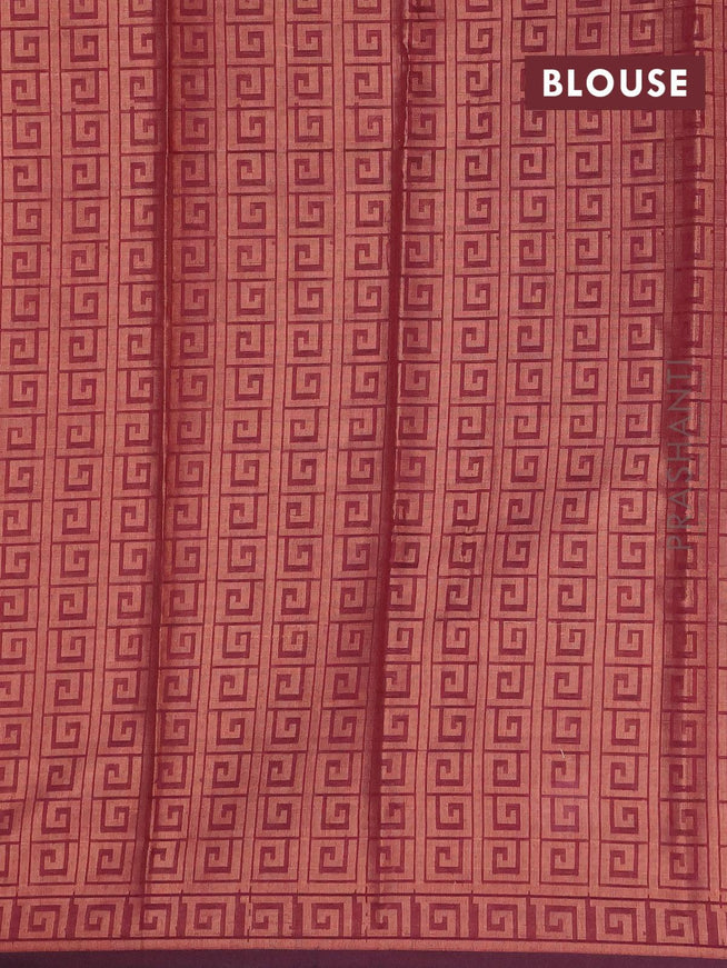Banarasi cotton saree maroon with allover copper zari woven floral weaves and zari woven border - {{ collection.title }} by Prashanti Sarees