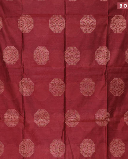 Banarasi cotton saree maroon with copper zari woven buttas and piping border - {{ collection.title }} by Prashanti Sarees