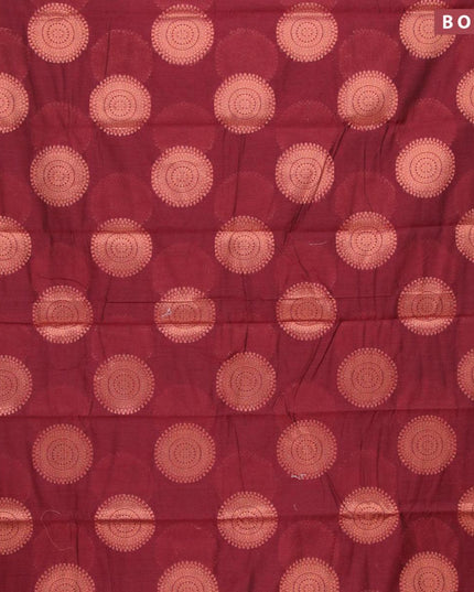 Banarasi cotton saree maroon with copper zari woven buttas and small zari woven border - {{ collection.title }} by Prashanti Sarees