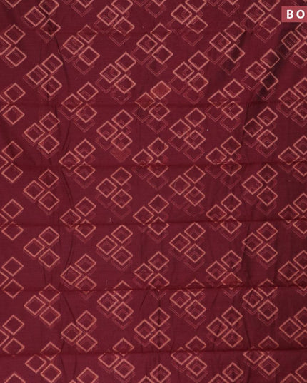 Banarasi cotton saree maroon with copper zari woven geometric weaves and copper zari woven floral border - {{ collection.title }} by Prashanti Sarees