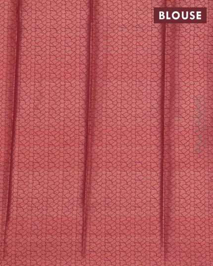 Banarasi cotton saree maroon with copper zari woven leaf buttas and copper zari woven border - {{ collection.title }} by Prashanti Sarees