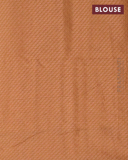 Banarasi cotton saree mustard shade with copper zari woven buttas and piping border - {{ collection.title }} by Prashanti Sarees