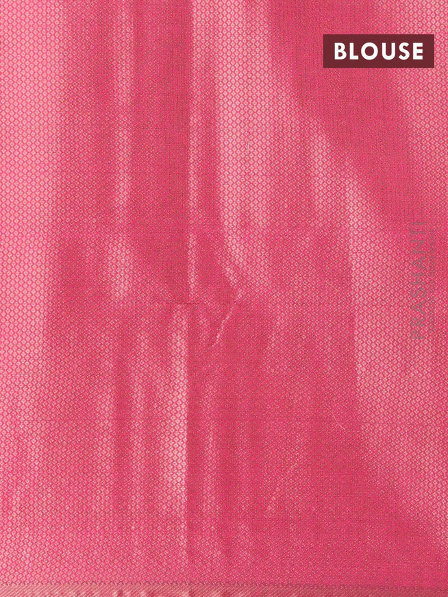 Banarasi cotton saree pink with copper zari woven box type buttas and piping border - {{ collection.title }} by Prashanti Sarees