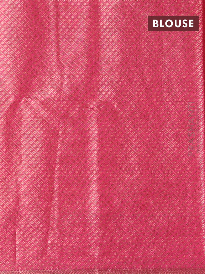 Banarasi cotton saree pink with copper zari woven buttas and piping border - {{ collection.title }} by Prashanti Sarees