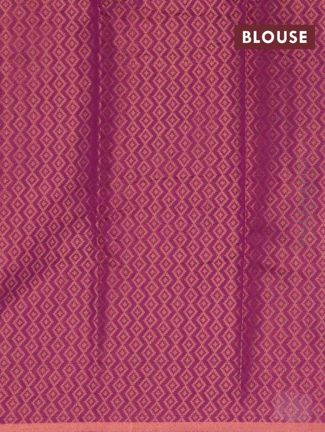 Banarasi cotton saree purple with allover copper zari weaves and copper zari woven piping border - {{ collection.title }} by Prashanti Sarees