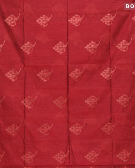 Banarasi cotton saree red with copper zari woven buttas and piping border - {{ collection.title }} by Prashanti Sarees