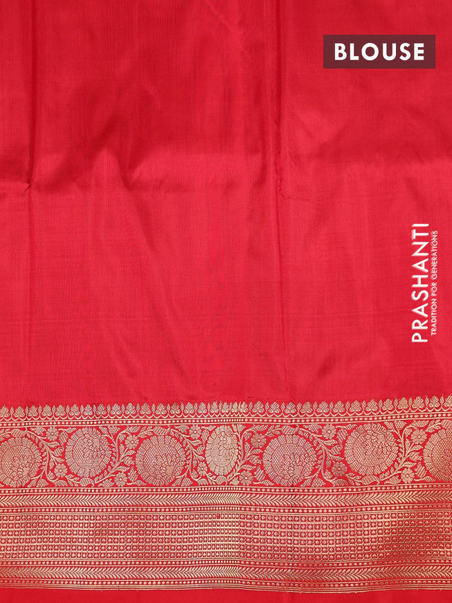 Banarasi katan silk saree black and red with floral zari woven buttas and floral zari woven border - {{ collection.title }} by Prashanti Sarees