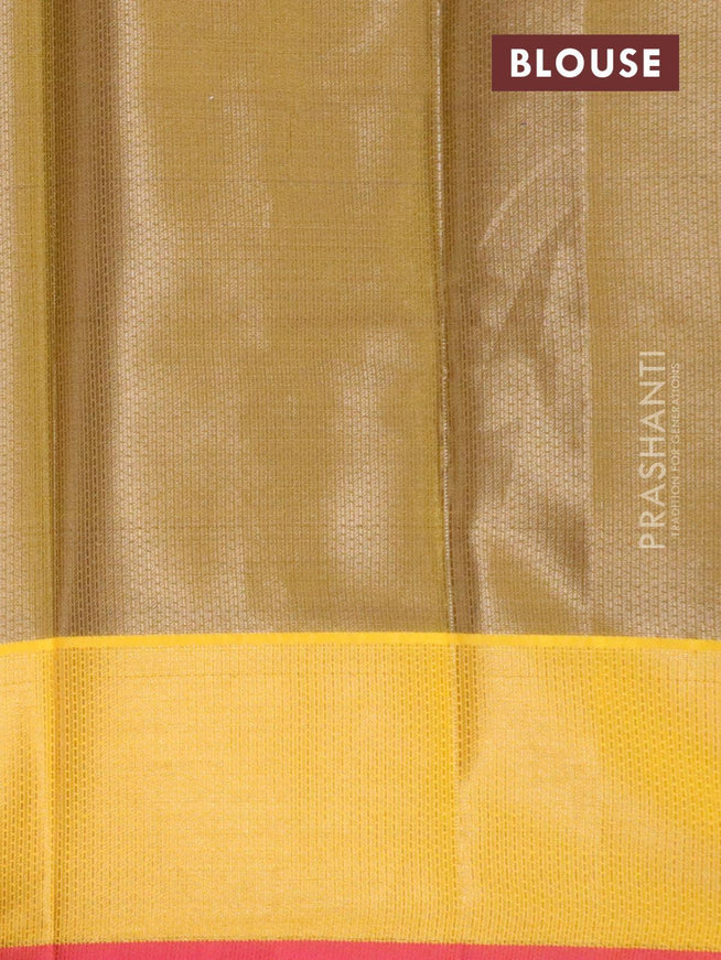 Banarasi kora saree blue and yellow with allover zari weaves and zari woven border - {{ collection.title }} by Prashanti Sarees
