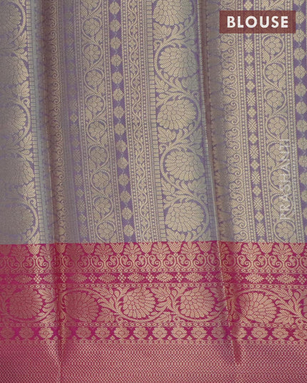 Banarasi kora saree light blue and purple with allover zari weaves and floral zari woven border - {{ collection.title }} by Prashanti Sarees