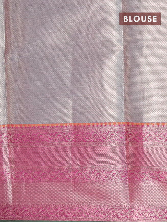 Banarasi kora saree light blue and purple with allover zari weaves and long zari woven border - {{ collection.title }} by Prashanti Sarees