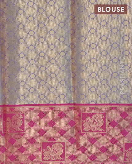 Banarasi kora saree light blue and purple with allover zari weaves zari woven border - {{ collection.title }} by Prashanti Sarees
