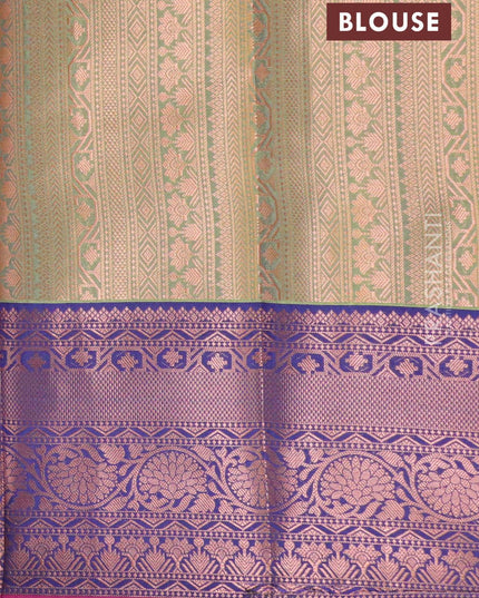 Banarasi kora saree lime green shade and pink with allover geometric zari weaves and long zari woven border - {{ collection.title }} by Prashanti Sarees