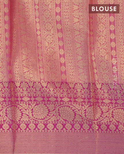 Banarasi kora saree peach pink and pink with allover zari weaves and floral zari woven border - {{ collection.title }} by Prashanti Sarees