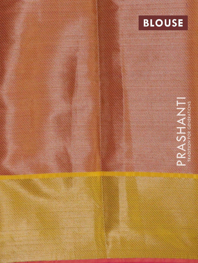 Banarasi kora saree pink and yellow with allover zari weaves and zari woven border - {{ collection.title }} by Prashanti Sarees