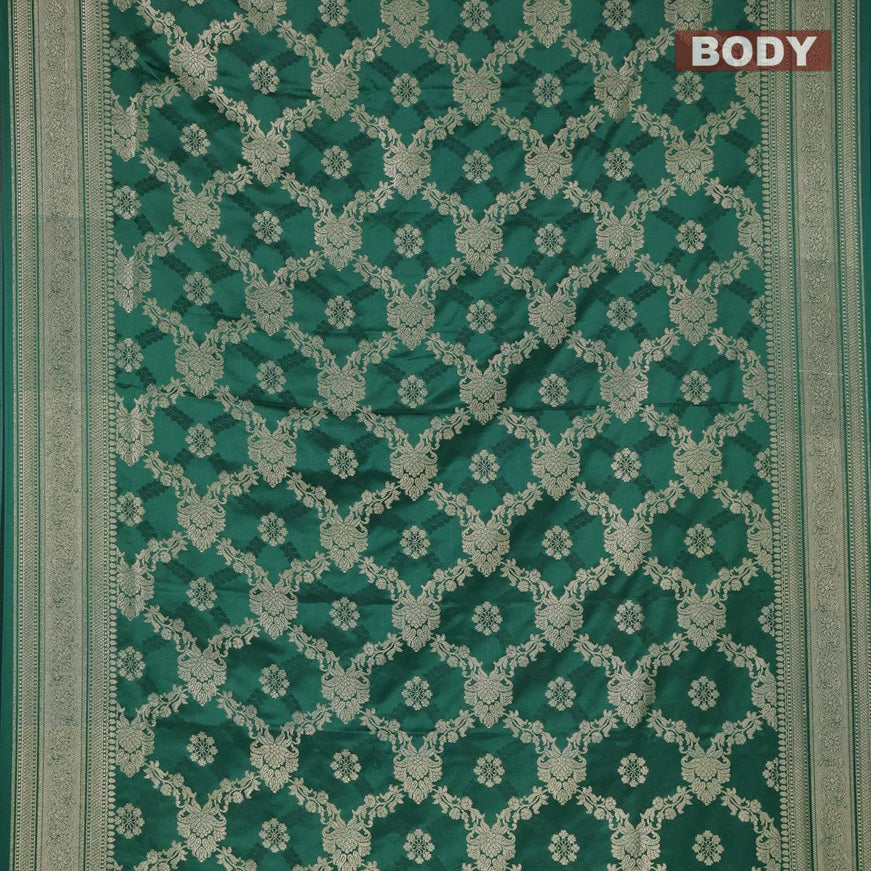 Banarasi satin silk saree green with allover zari weaves and zari woven border - {{ collection.title }} by Prashanti Sarees