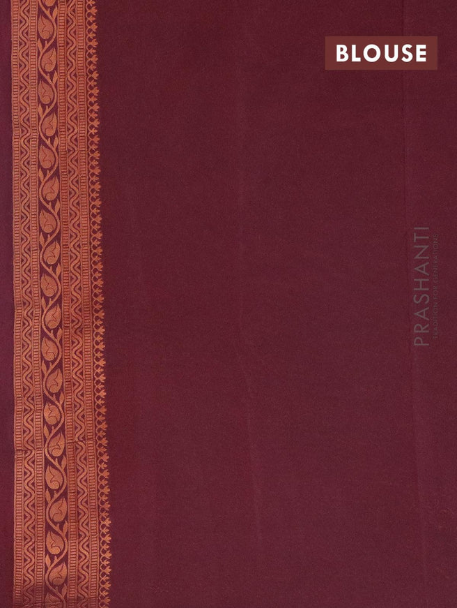 Banarasi semi crepe saree light blue and deep maroon with allover copper zari woven buttas and copper zari woven border - {{ collection.title }} by Prashanti Sarees