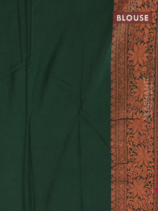 Banarasi semi crepe saree pink and green with allover copper zari weaves and copper zari woven border - {{ collection.title }} by Prashanti Sarees