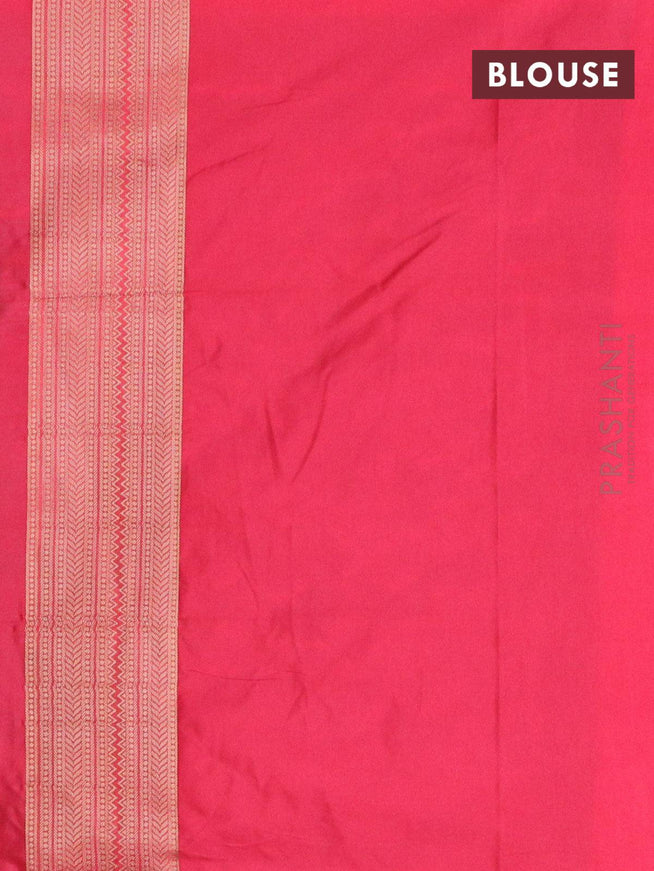 Banarasi semi katan saree teal green and reddish pink with allover floral zari weaves and zari woven border - {{ collection.title }} by Prashanti Sarees