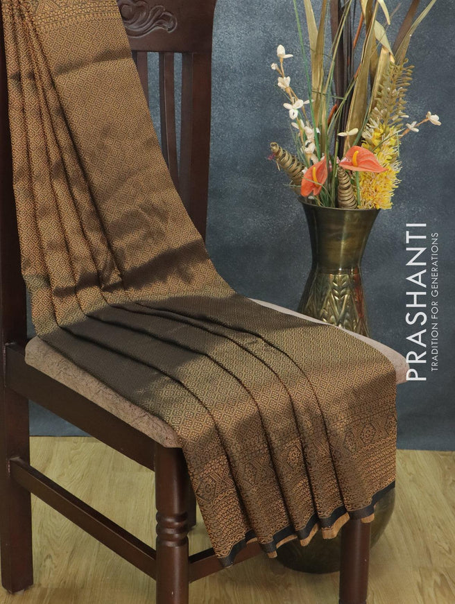 Banarasi semi silk saree black with allover zari weaves and zari woven border - {{ collection.title }} by Prashanti Sarees